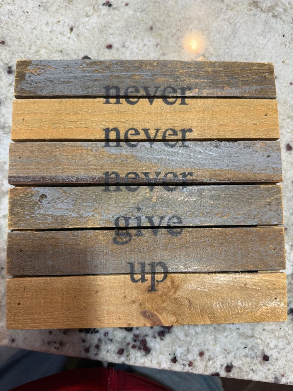 Never Give Up Wood Slat Wall Art - Brown/Tan